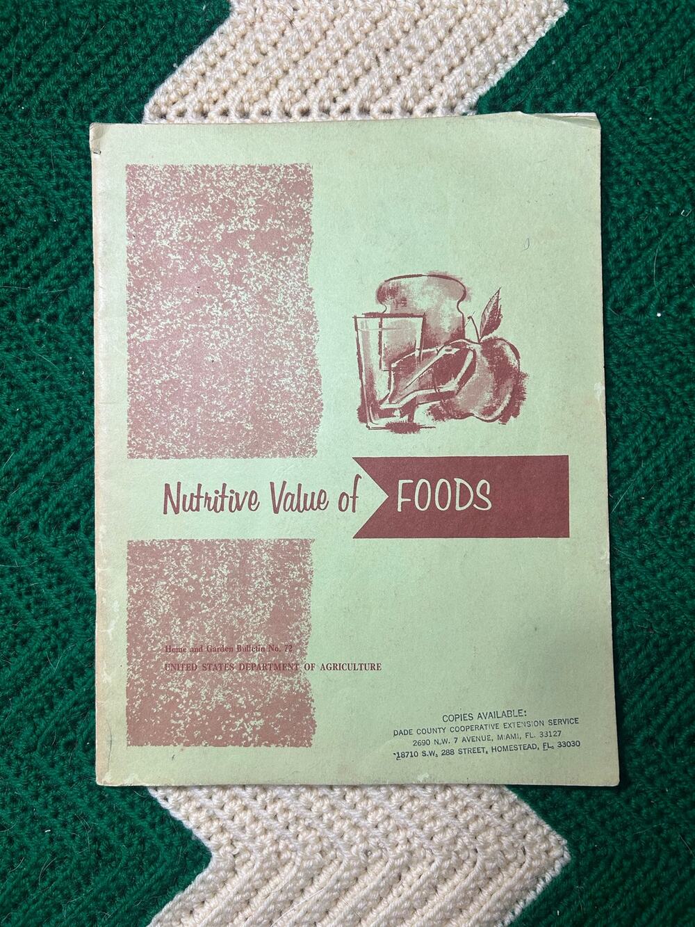 USDA Nutritive Value Of Foods Home Garden Bulletin 72 Booklet Vintage Cookbook